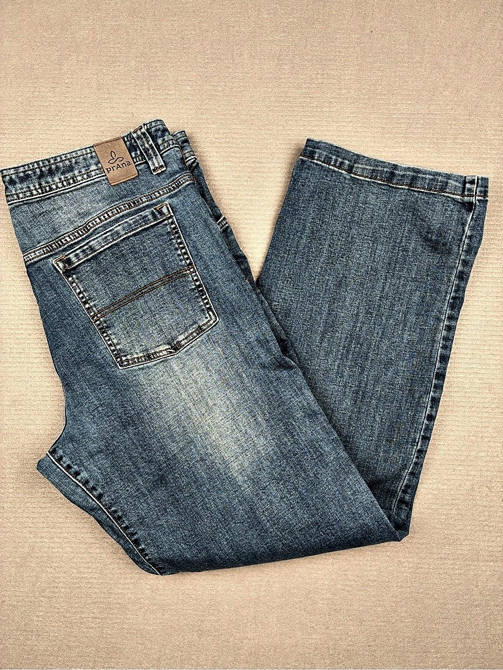 prAna Mens 38x32 Light Wash Denim Jeans